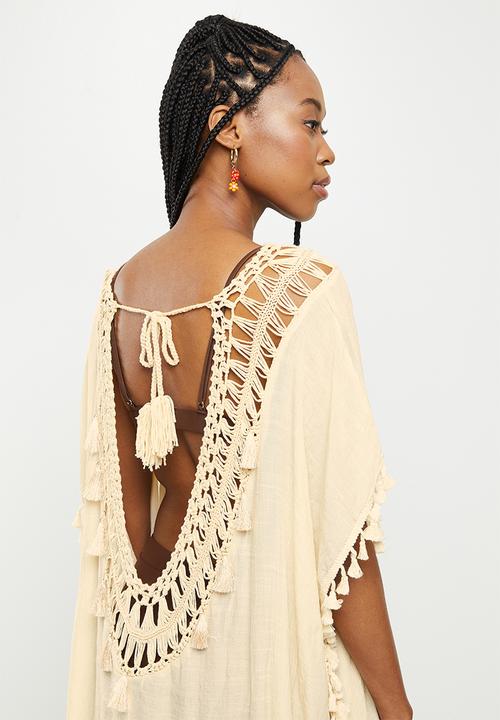 dailyfriday - Fringe low back kaftan - ecru