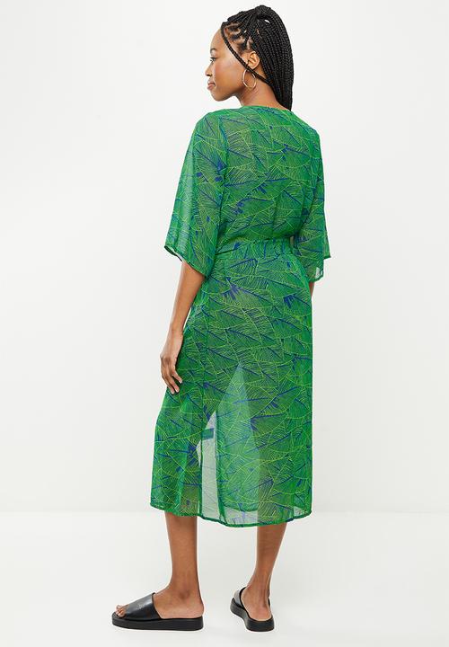 dailyfriday - Short sleeve kaftan - green based print