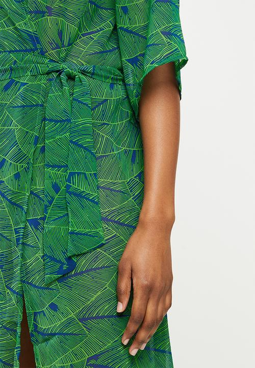 dailyfriday - Short sleeve kaftan - green based print