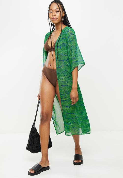 dailyfriday - Short sleeve kaftan - green based print