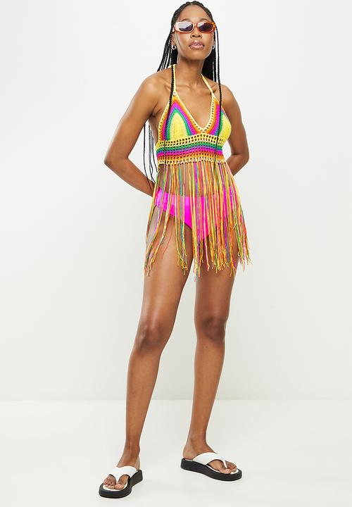 dailyfriday - V-neck fringe kaftan - multi