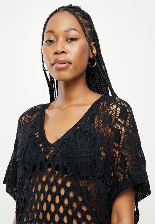 dailyfriday - Open work kaftan - black