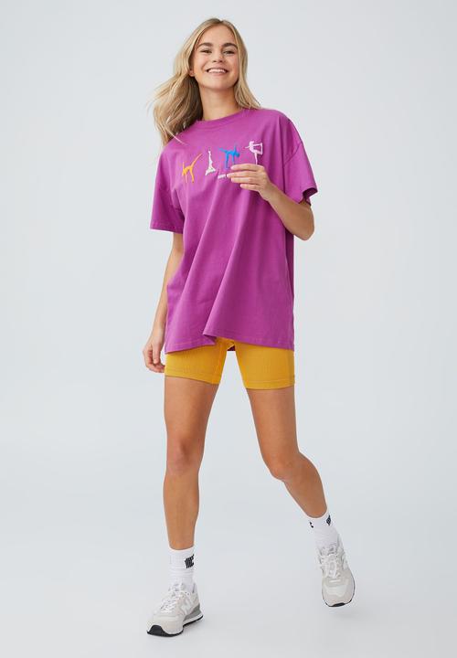 Cotton On - Oversized active tshirt - dark magenta/aerobics