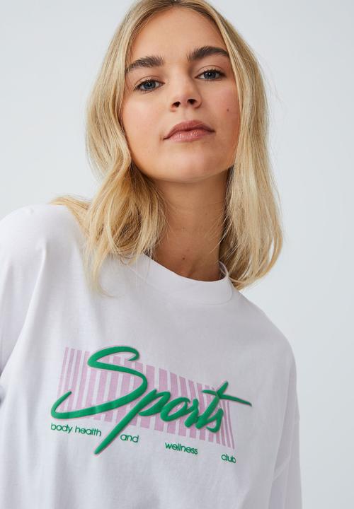 Cotton On - Oversized active tshirt - white/sports club