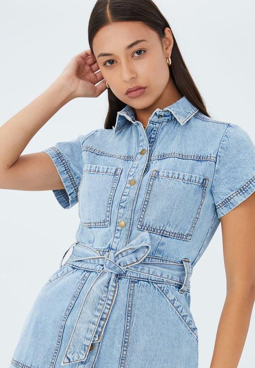 Cotton On - Utility mini dress - mid wash