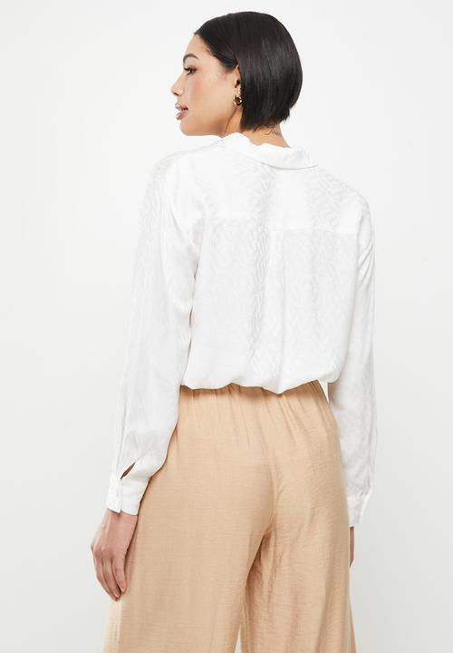 Koton - Classic neck long sleeve shirt - ecru