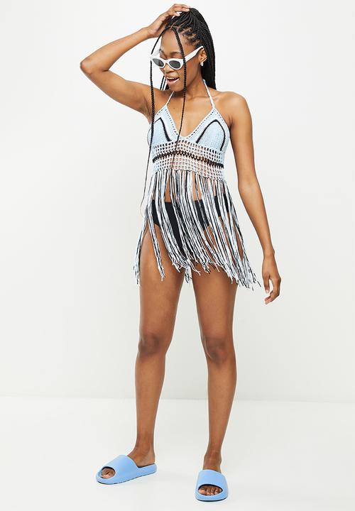 dailyfriday - V-neck fringe kaftan - blue