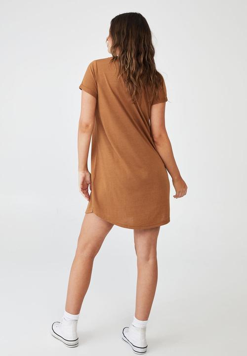 Cotton On - Tina T-shirt dress 2 - bronzed camel