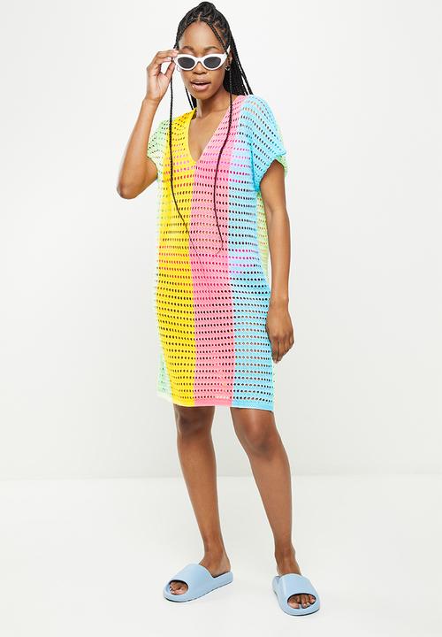 dailyfriday - Low v-neck mini kaftan - multi