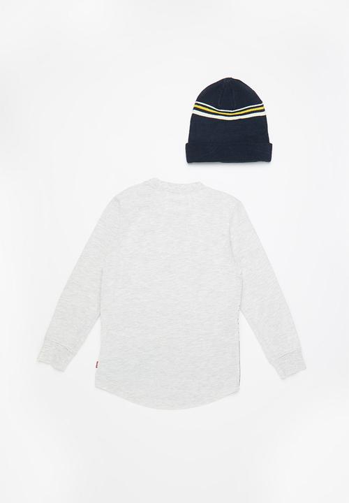 Levi’s® - Levi long sleeve high low te shirt beani - grey & navy 