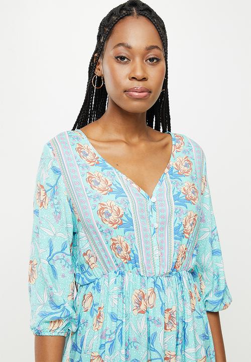 dailyfriday - Floral empire midi dress - blue 