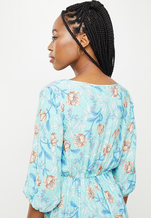 dailyfriday - Floral empire midi dress - blue 