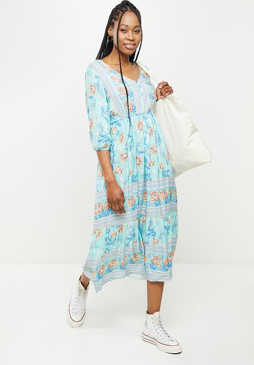 dailyfriday - Floral empire midi dress - blue 