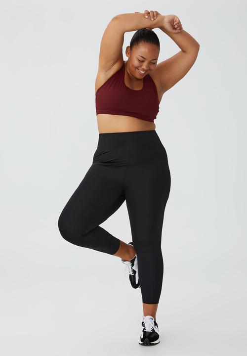 Cotton On - Curve  active strappy sports crop - burgundy