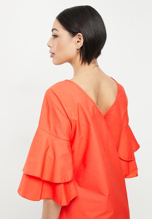 Koton - V neck 3/4 sleeve dress - orange