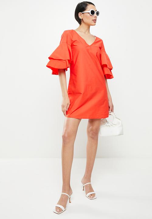 Koton - V neck 3/4 sleeve dress - orange