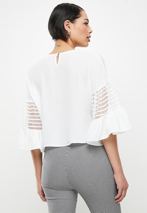 Koton - Frilled crew neck blouse - ecru