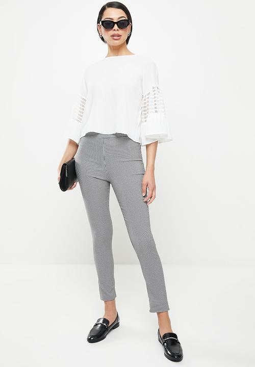 Koton - Medium rise check pattern trousers - black