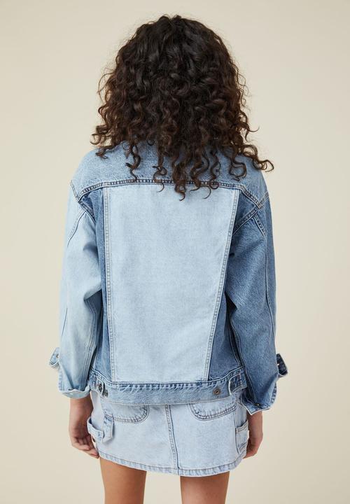 Cotton On - Patchwork denim jacket - light mid & indigo blue