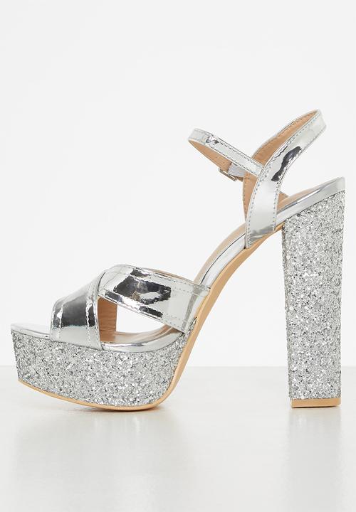 Rock & Co - Grand 1 ankle tie platform heel - silver