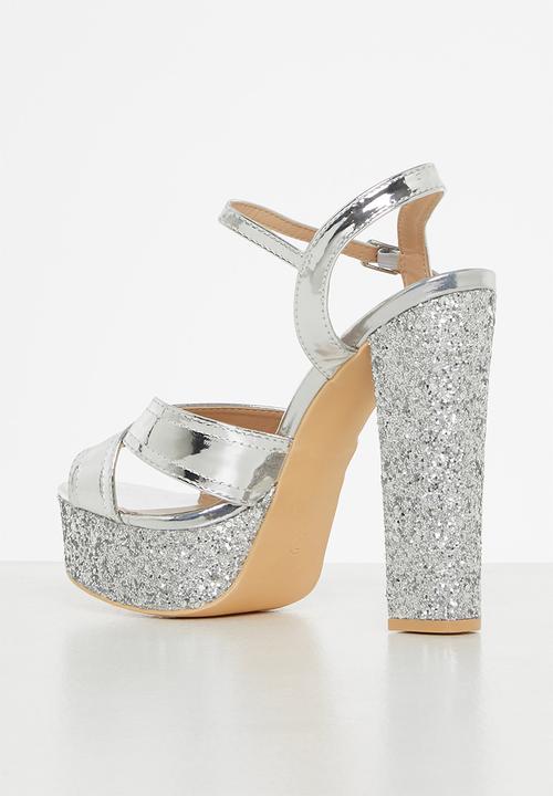 Rock & Co - Grand 1 ankle tie platform heel - silver