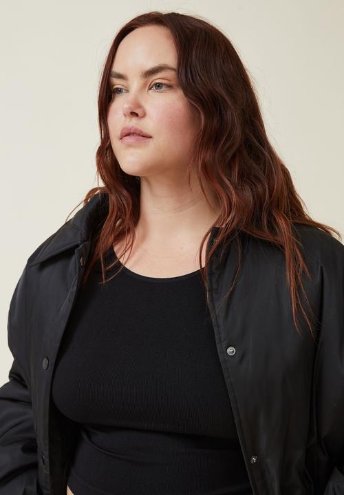 Cotton On - Curve padded oversized jacket - black