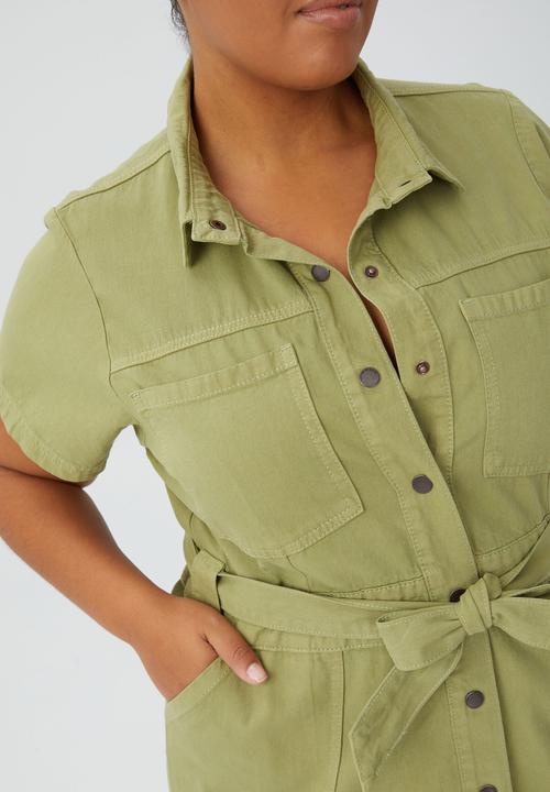 Cotton On - Curve utility mini dress - khaki