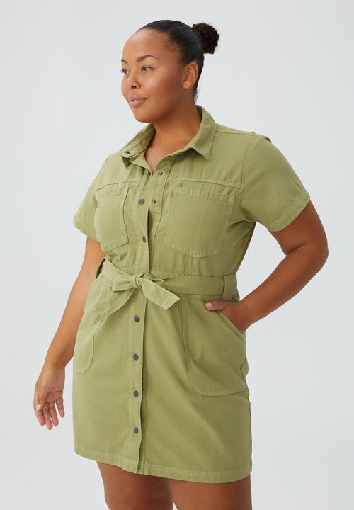 Cotton On - Curve utility mini dress - khaki