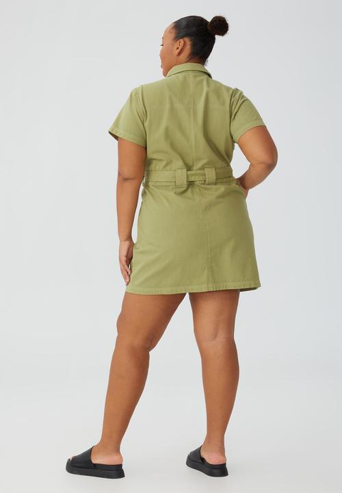 Cotton On - Curve utility mini dress - khaki