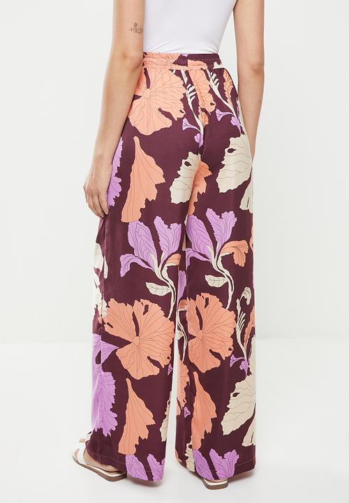 Koton - Floral wide leg trousers - purple