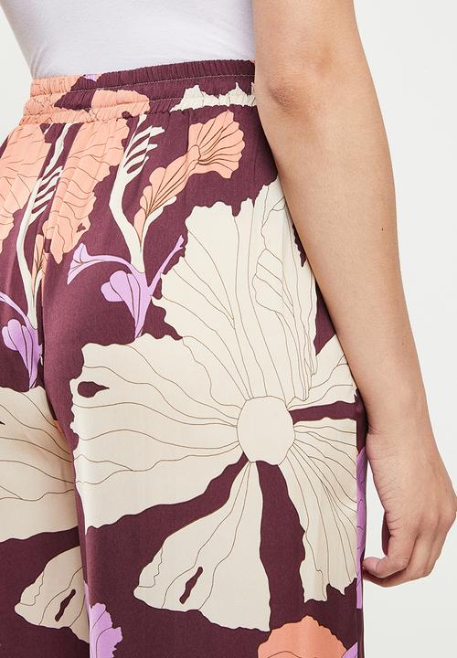 Koton - Floral wide leg trousers - purple
