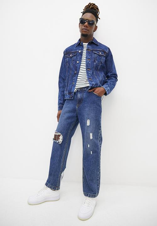 STYLE REPUBLIC - Denim trucker jacket - dk blue acid wash