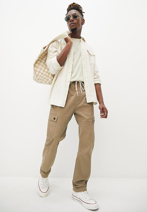 STYLE REPUBLIC - Slim tapered elastic cargo pant - taupe