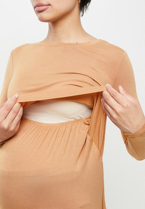Cotton On - Maternity 2 in 1 long sleeve top - soft camel