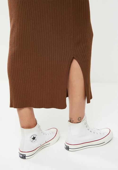 Cotton On - Maternity friendly ribbing midi skirt - desert brown