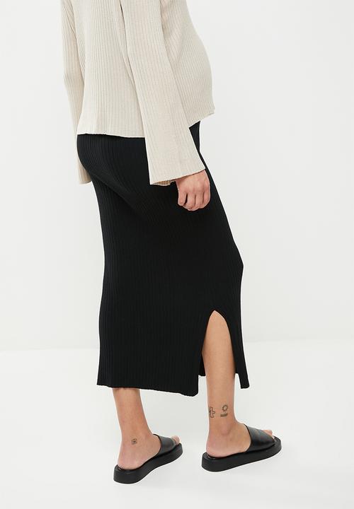Cotton On - Maternity friendly ribbing midi skirt - black