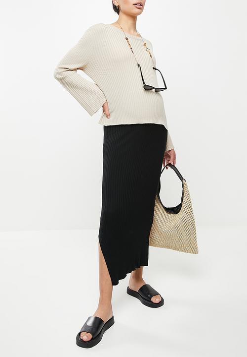 Cotton On - Maternity friendly ribbing midi skirt - black