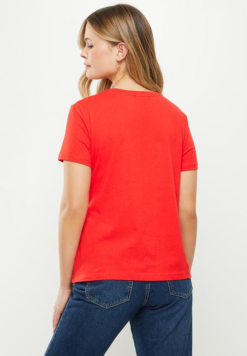 Trendyol - Single jersey crew neck 2-pack knitted T-shirt - red & white