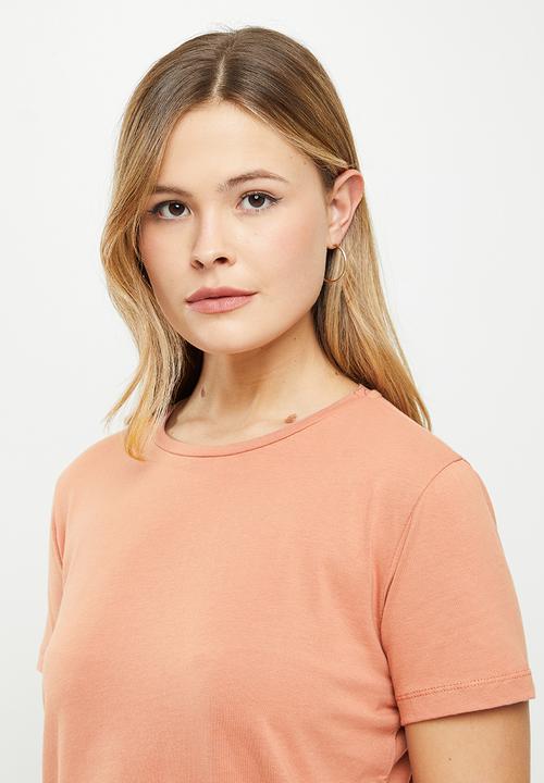 Trendyol - Single jersey crew neck 2-pack knitted T-shirt - khaki & salmon