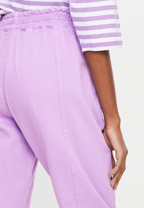 Trendyol - Elastic waist high waist straight jeans - lilac