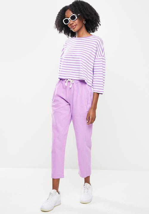 Trendyol - Elastic waist high waist straight jeans - lilac