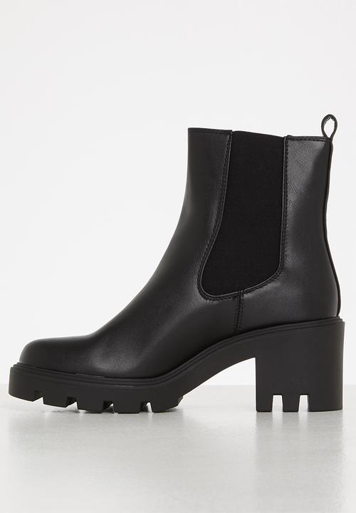 Missguided - Cleated heel chelsea boot - black
