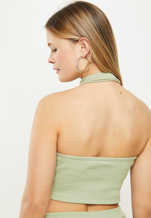 Daisy Street - Halter crop top - green
