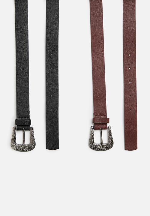 Trendyol - Two pack western belts - brown & black