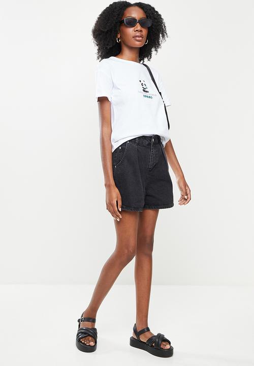 Trendyol - Pleated denim shorts - black