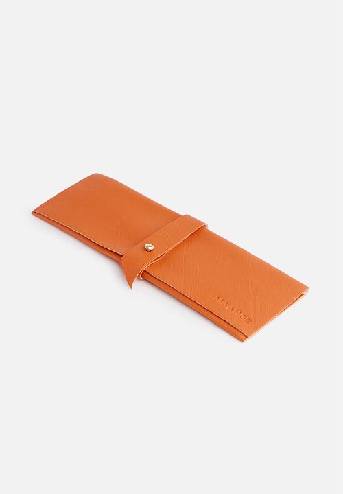 Glam Beauty - Maange 10 Piece Makeup Brush Set + Vegan Leather Pouch - Orange