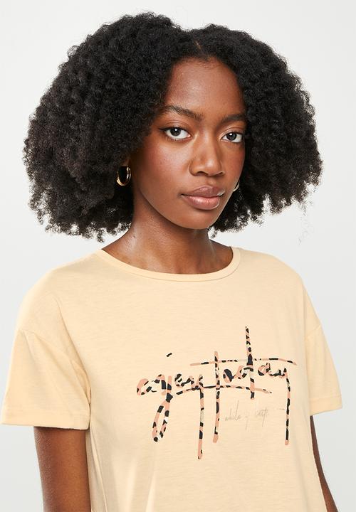 Koton - Printed T-shirt - beige