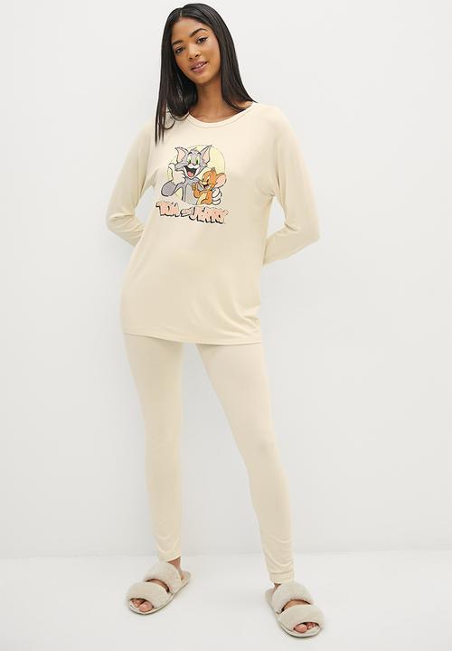Blake - Tom and Jerry oversized crew/legging sleep set - neutral