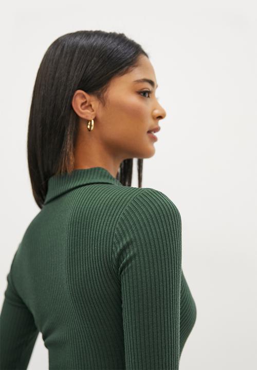 Blake - Ruched front button down mini - emerald