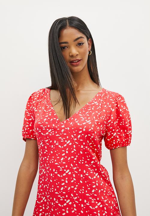 Blake - Fit and flare mini dress - coral speckle